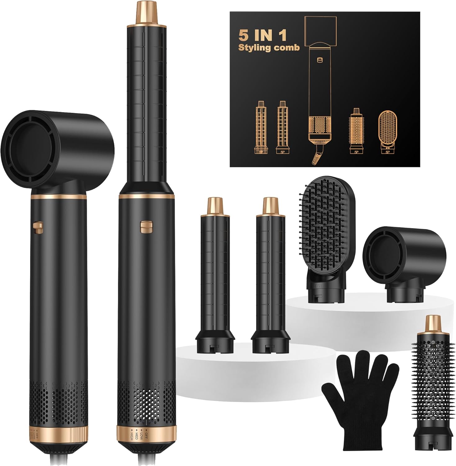 Airbrush 5 en 1 : l'outil essentiel pour un coiffage parfait à la maison Transformez votre routine capillaire avec notre brosse soufflante, idéale pour sécher, boucler et lisser vos cheveux en un seul geste !