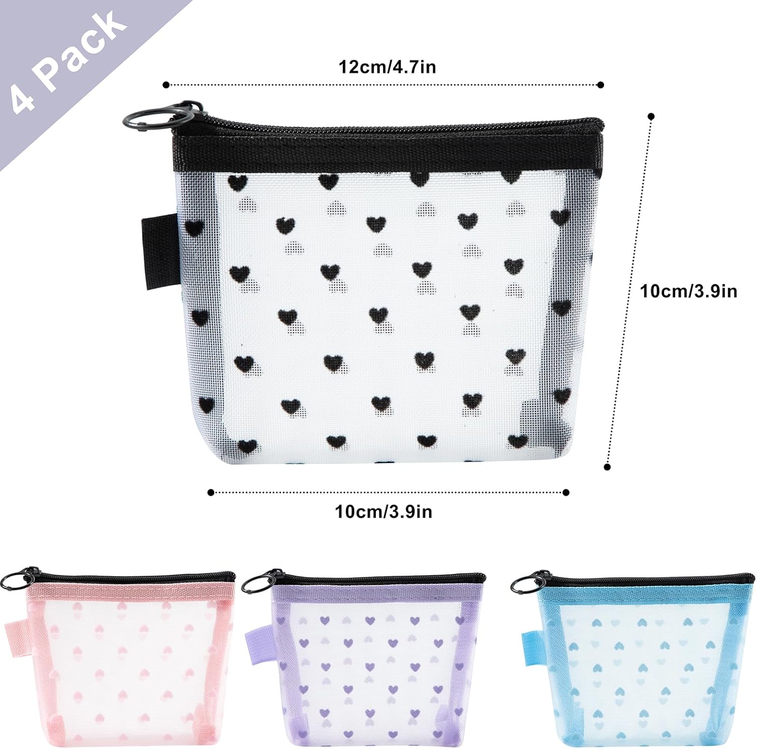 Mini trousses de toilette en maille : 4 pièces élégantes pour un voyage organisé et stylé – Image 3