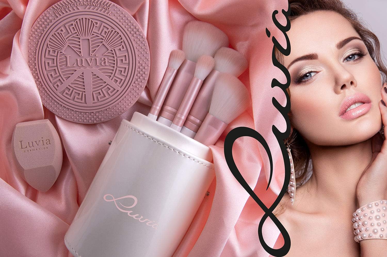 Set de pinceaux de maquillage pour passionnées de beauté : 7 outils essentiels avec rangement, éponge Blender et tapis de nettoyage – Image 6
