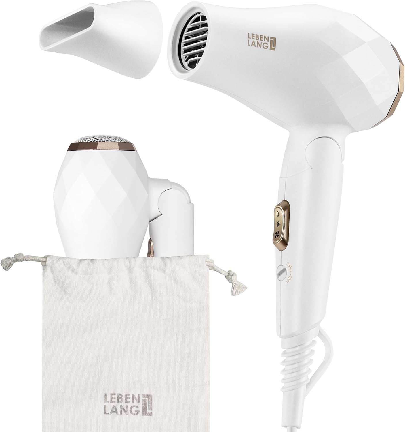 Sèche-cheveux voyage pliable : le compagnon idéal pour les globe-trotteuses  

Optimisez votre coiffure où que vous soyez avec ce mini sèche-cheveux léger de 1000W, doté d’une double tension et d’un sac de voyage pratique, incluant une buse de coiffage pour des résultats professionnels.