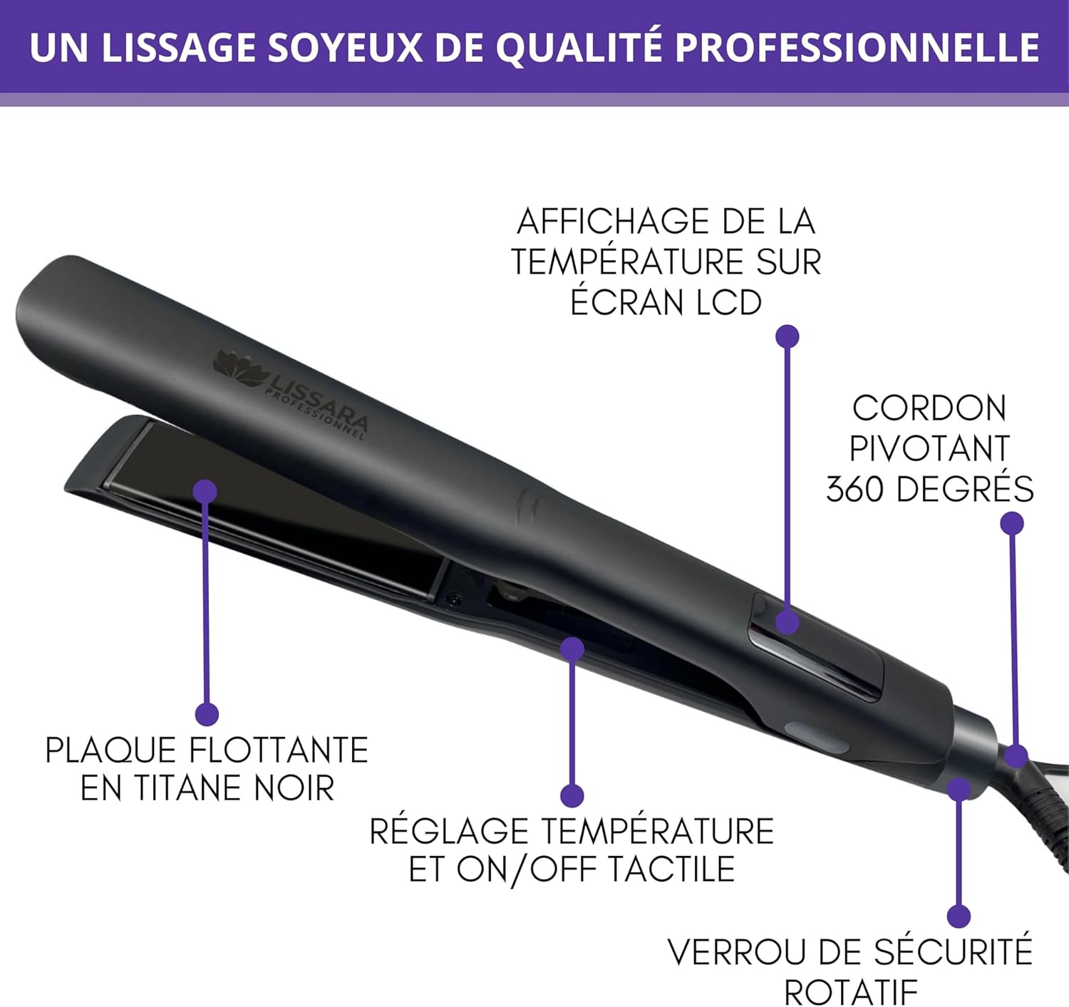 Fer à lisser professionnel en Black Titanium : l'outil idéal pour un lissage brésilien impeccable – Image 2