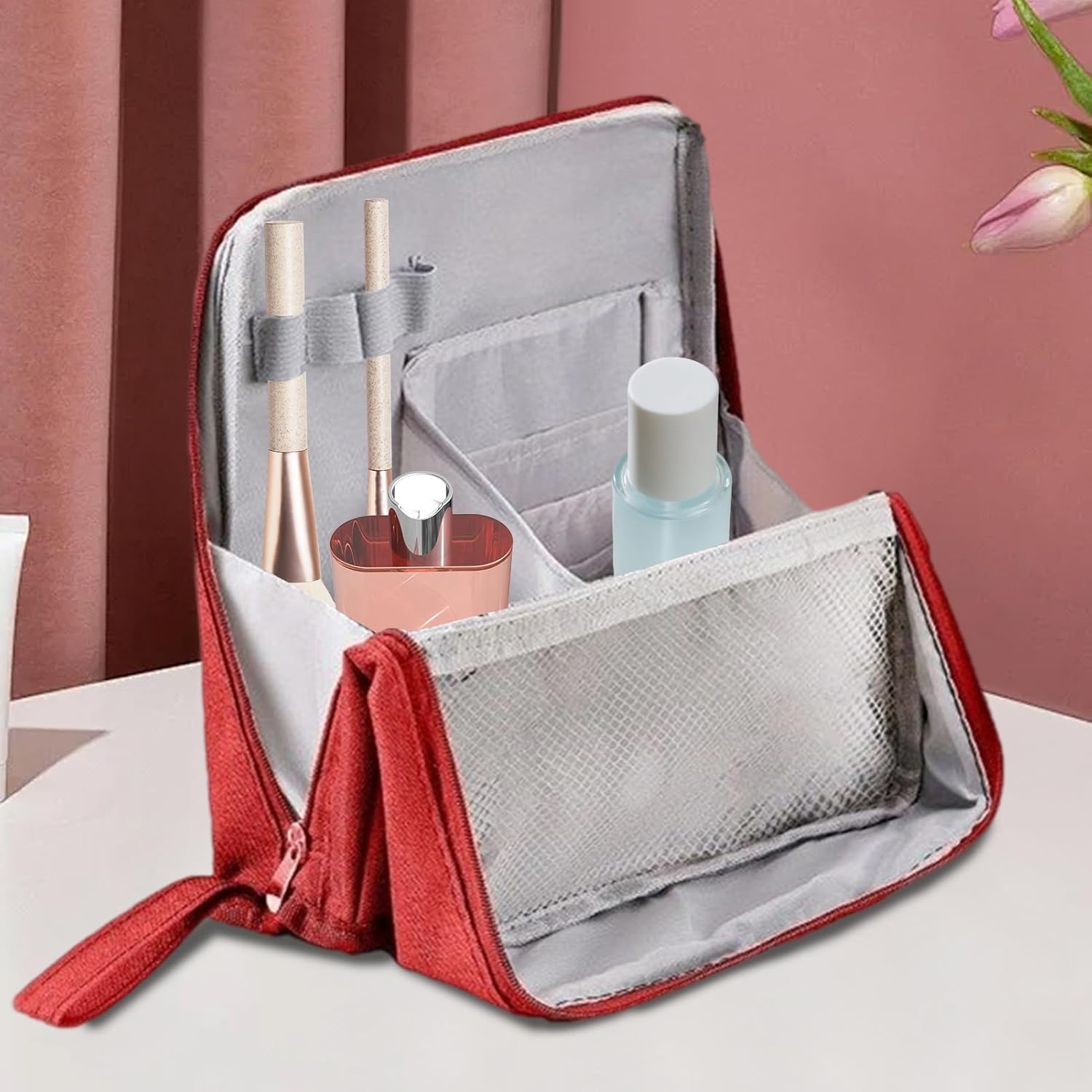 Sac de toilette format voyage : grande capacité imperméable pour le maquillage et les accessoires de beauté – Image 6
