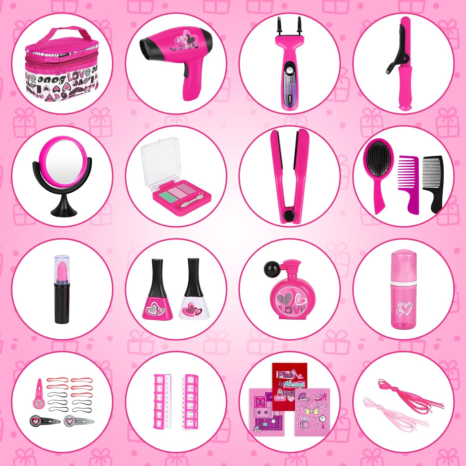 Jeu de beauté et mode : ensemble d'accessoires fashion pour les jeunes créatrices Découvrez le maquillage artificiel, le sèche-cheveux et la machine à tresser pour des looks éblouissants ! – Image 3
