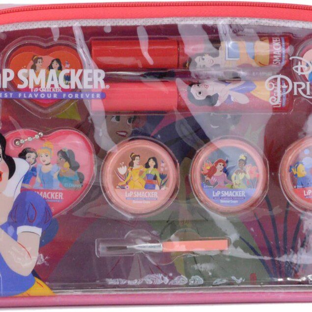 Ensemble de maquillage pour petite fille : sac à maquillage Disney Princess avec brillants à lèvres et fards à paupières lumineux pour des moments de beauté enchantés