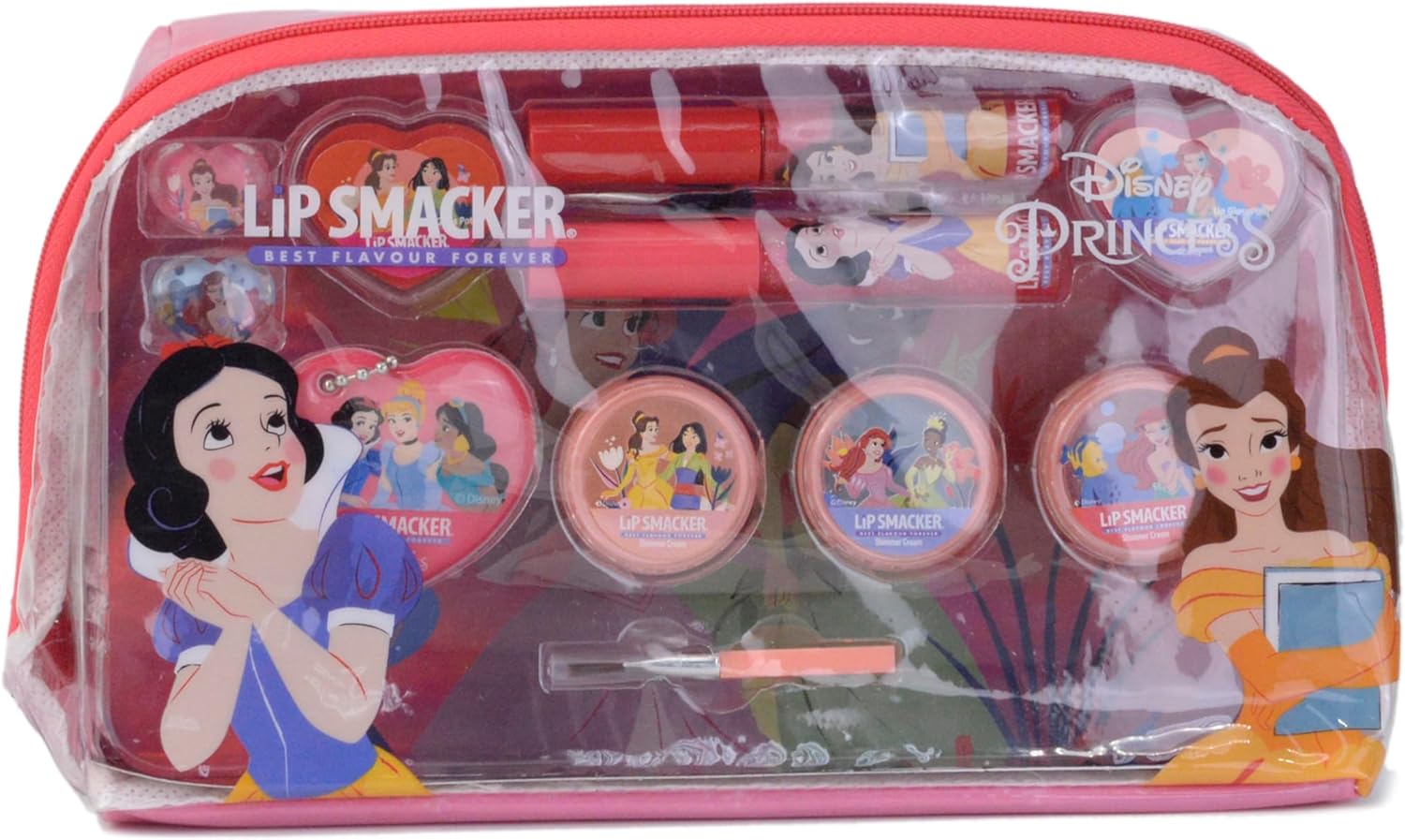 Ensemble de maquillage pour petite fille : sac à maquillage Disney Princess avec brillants à lèvres et fards à paupières lumineux pour des moments de beauté enchantés