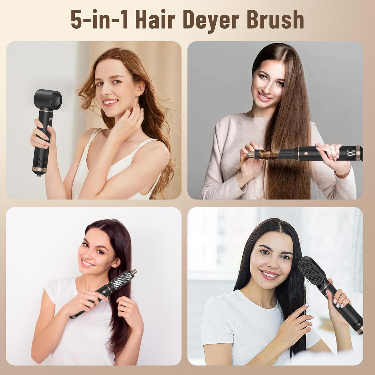 Sèche-cheveux 5 en 1 : la brosse soufflante idéale pour cheveux bouclés et lissés Transformez votre coiffure avec notre air styler multifonction à 5 têtes interchangeables – Image 5