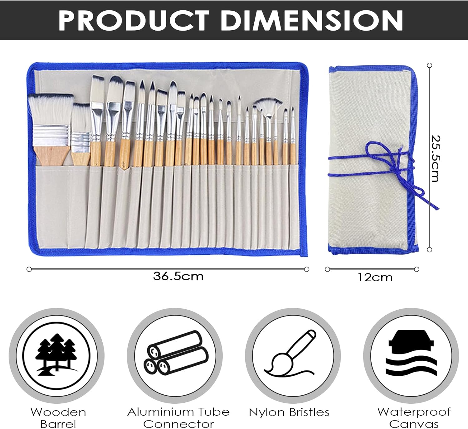 Ensemble de pinceaux de peinture en nylon : 24 pièces pour artistes passionnés, idéal pour acrylique, aquarelle, gouache et huile avec sac de rangement pratique – Image 2