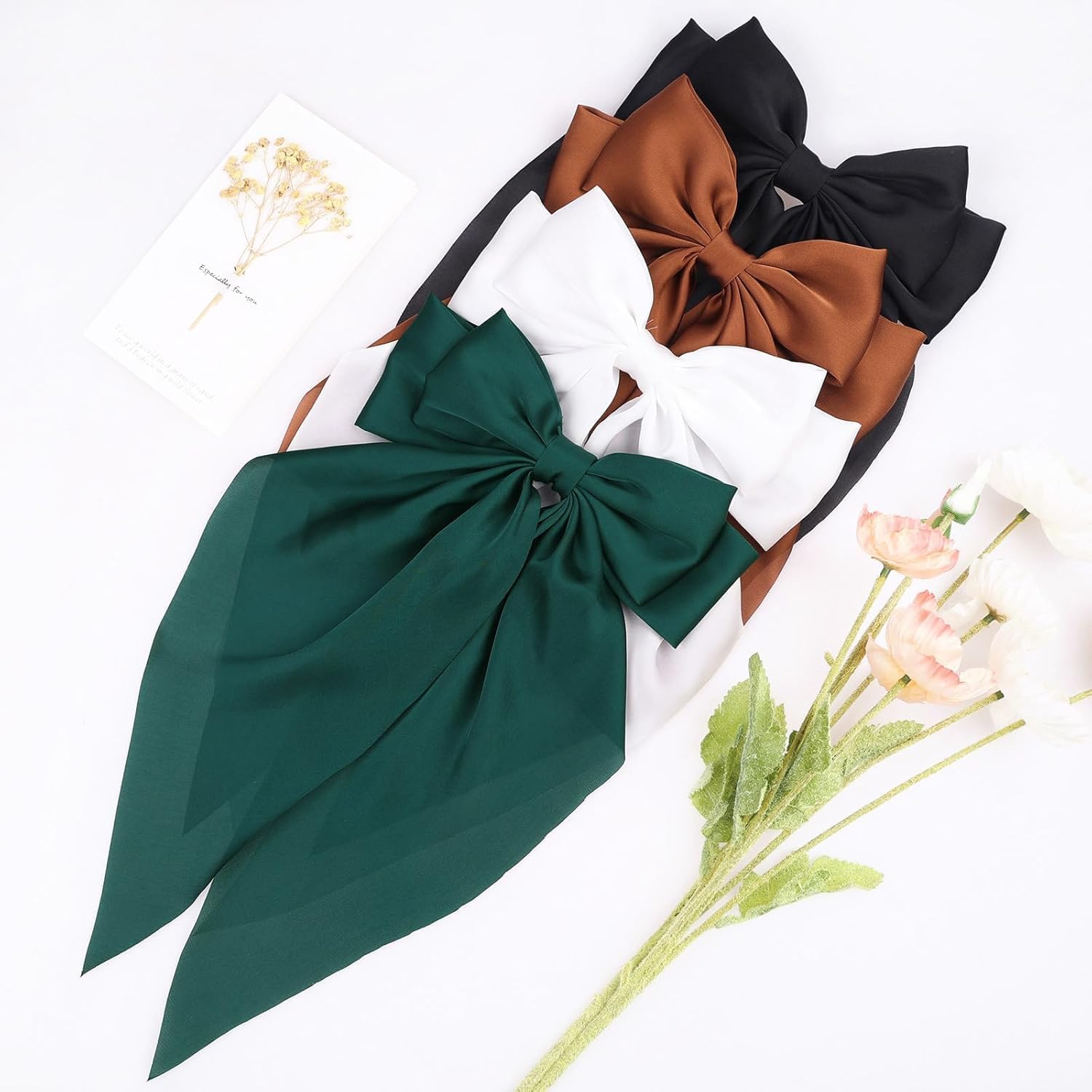 Pinces à cheveux élégantes : lot de 4 grands nœuds en satin doux pour femme – Image 4