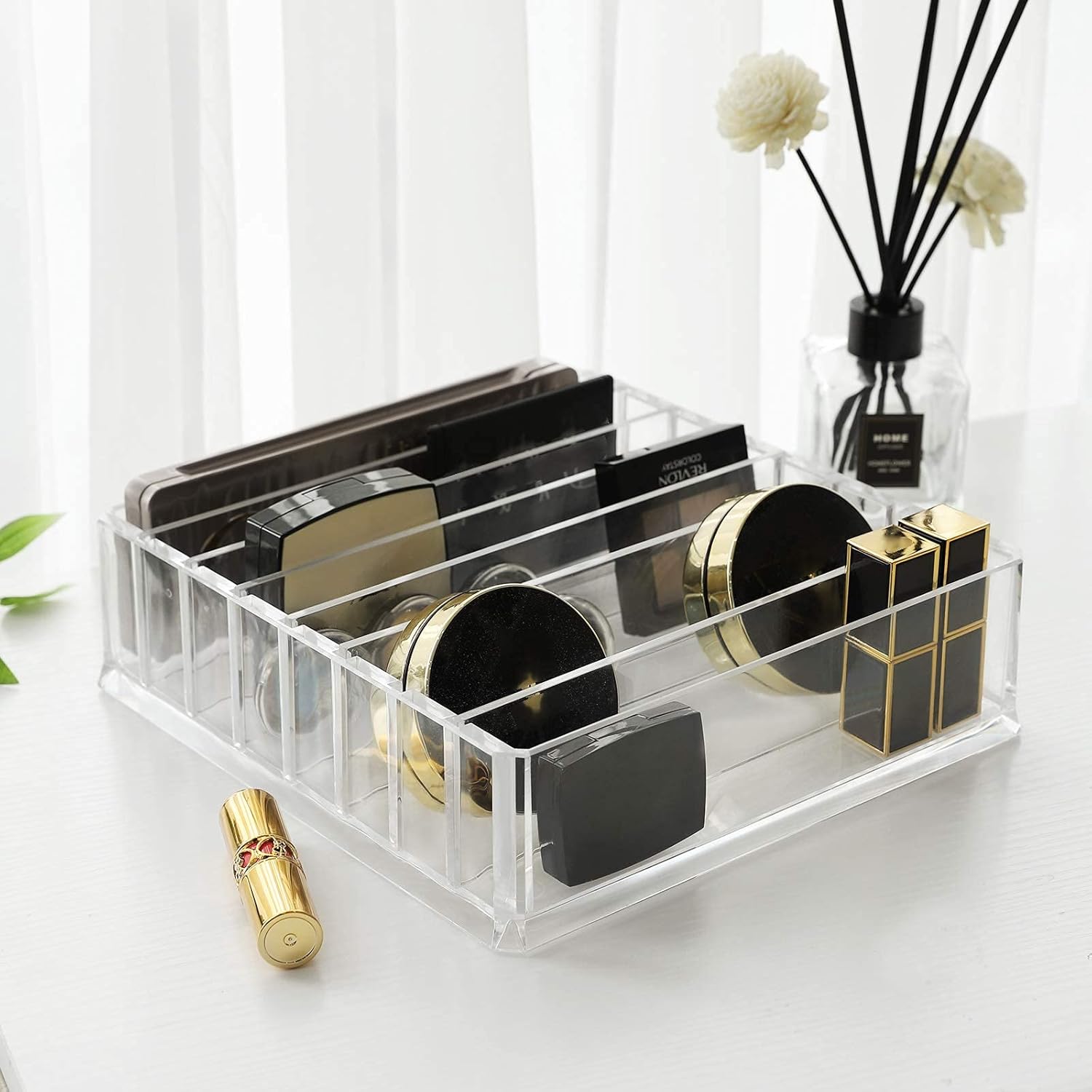 Organiseur de maquillage : rangement cosmétique élégant pour coiffeuse et bureau Profitez d'un espace optimisé avec 7 niveaux et cloisons amovibles – Image 3