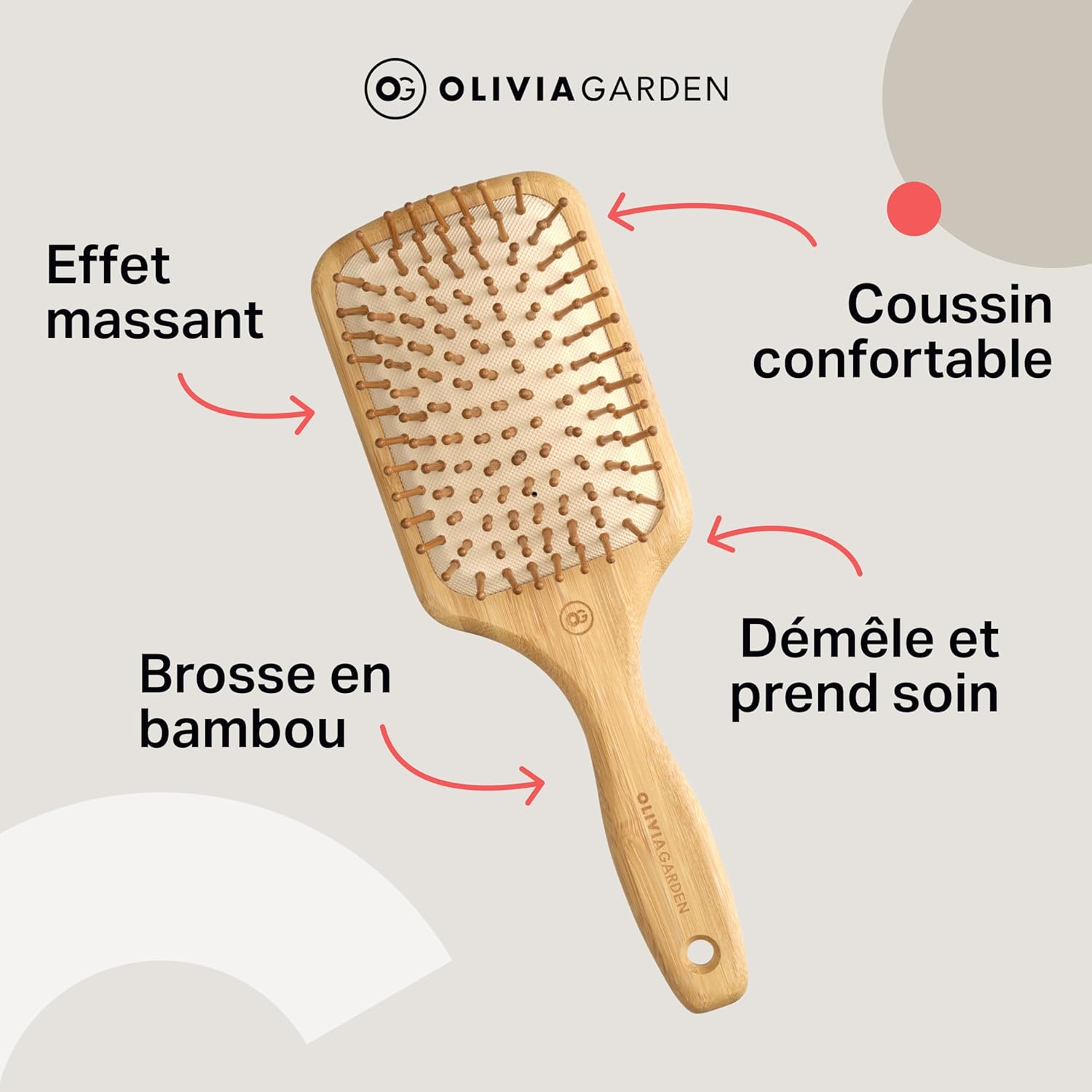 Brosse en bambou écologique : démêlage en douceur et massage du cuir chevelu pour les cheveux sensibles – Image 7