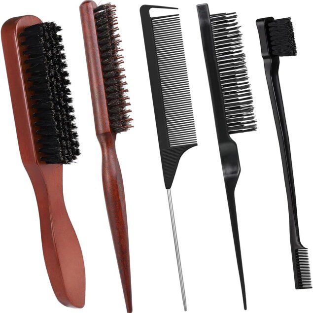 Brosse cheveux pour cheveux longs et bouclés : 5 pièces en poils de sanglier pour un coiffage impeccable