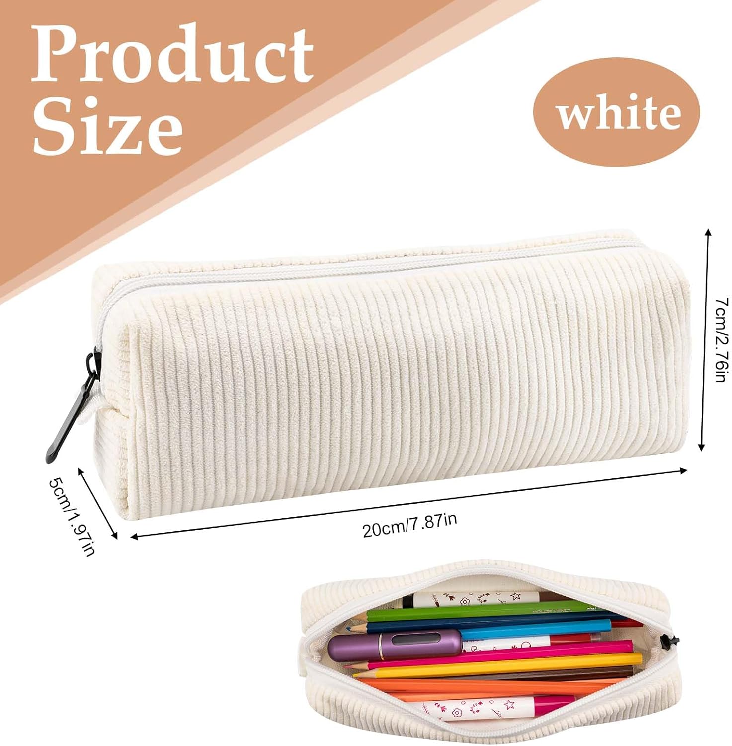 Trousse à crayons en velours côtelé beige : l'alliée multifonction pour les garçons et filles en quête d'élégance à l'école – Image 2