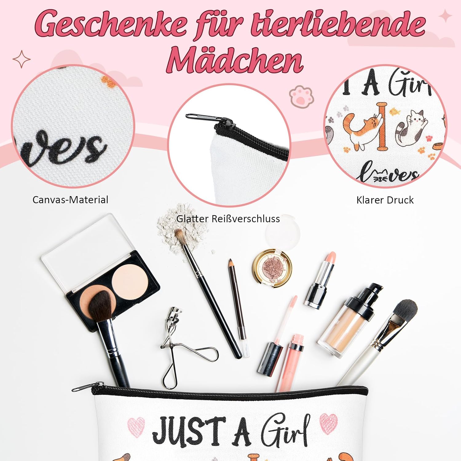 Trousse de maquillage de chat : le cadeau parfait pour les amoureuses des félins Emportez votre passion pour les chats partout avec style et humour ! – Image 4