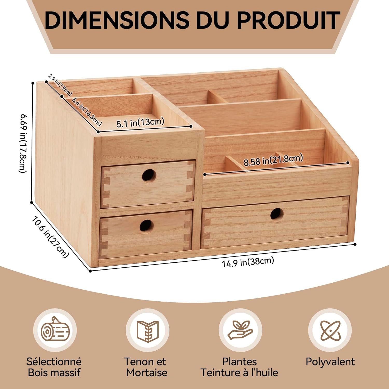 Boite de rangement pour maquillage en bois : élégance et praticité pour les passionnées de cosmétiques – Image 3