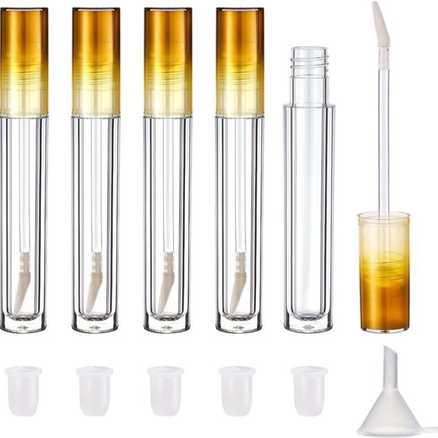 Contenants de gloss à lèvres transparents : 5 pièces vides de 5 ml pour beautystas créatives souhaitant réaliser des échantillons de maquillage irrésistibles