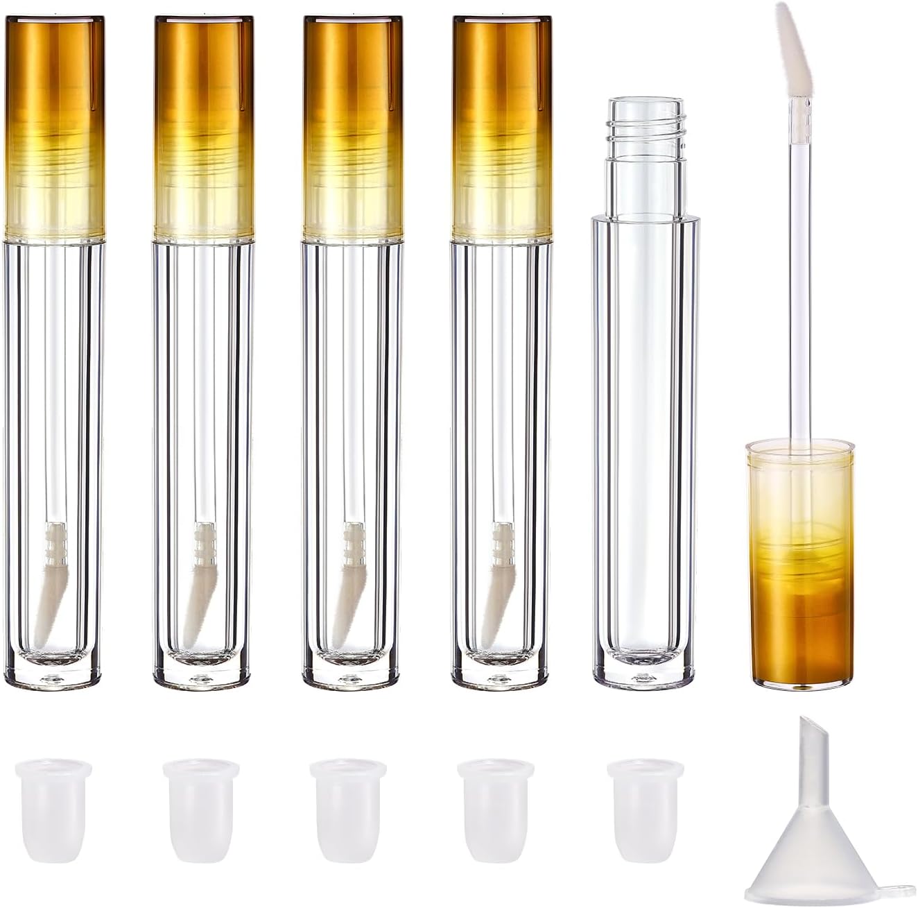 Contenants de gloss à lèvres transparents : 5 pièces vides de 5 ml pour beautystas créatives souhaitant réaliser des échantillons de maquillage irrésistibles