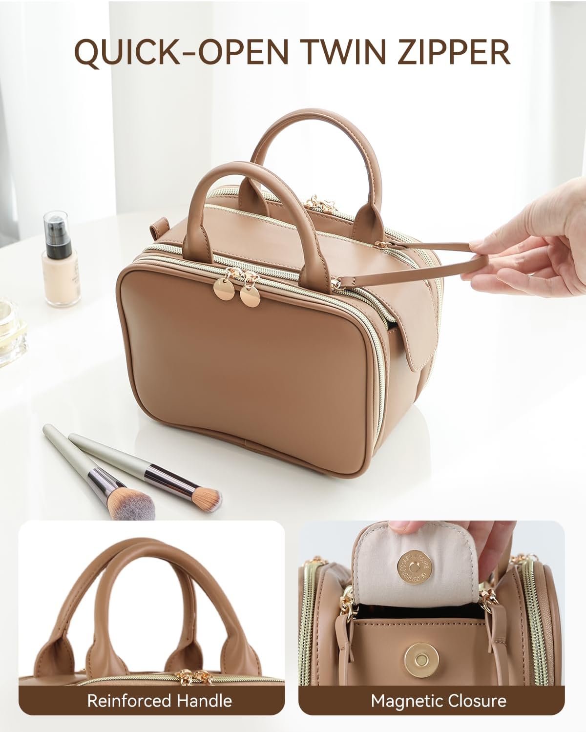 Trousse de maquillage pour les voyageuses : grande capacité et compartiments pratiques pour un rangement optimisé – Image 2