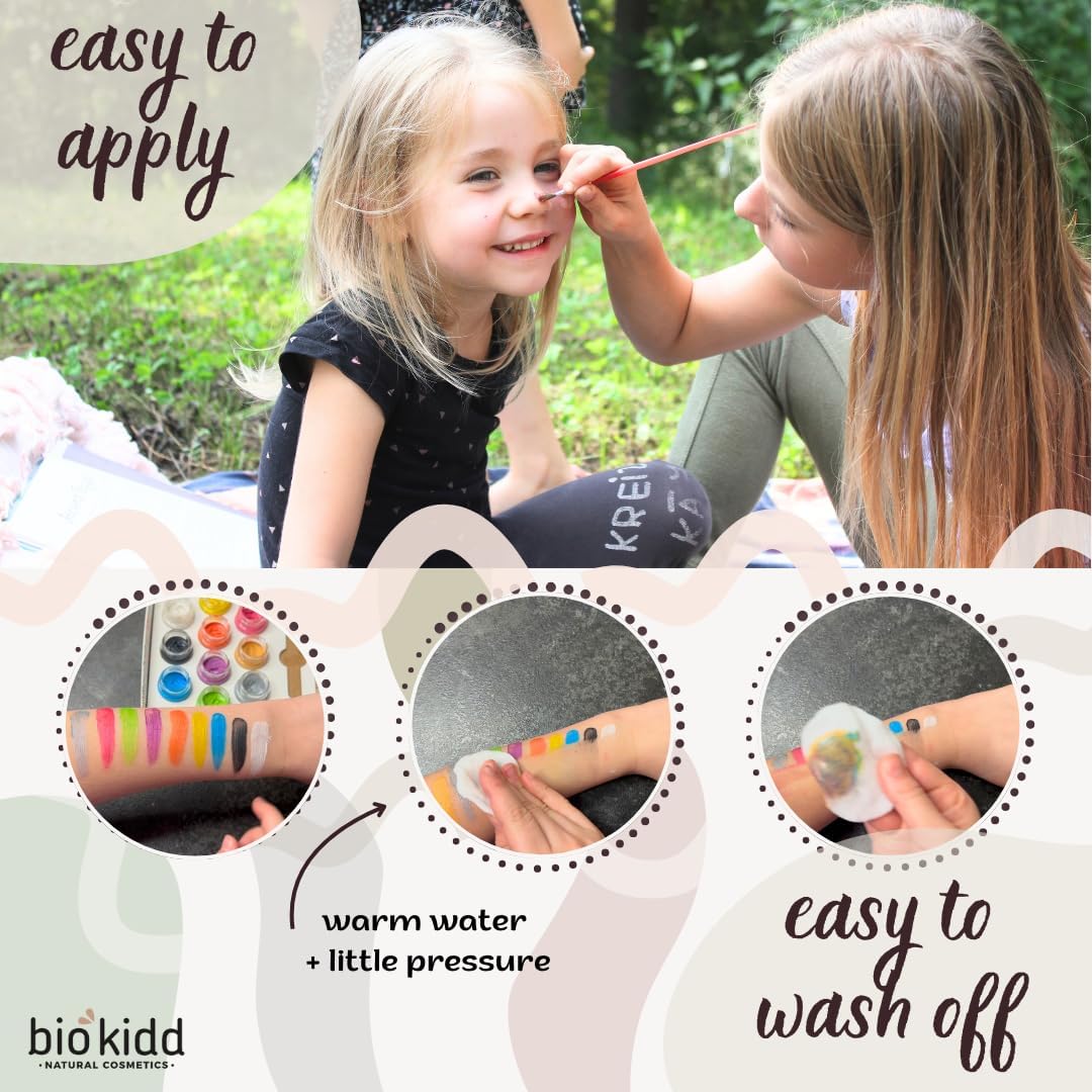 Palette de maquillage de fête bio : un kit de peinture faciale non-toxique et lavable pour peaux sensibles, idéal pour célébrations comme Carnaval, anniversaires et Noël – Image 4