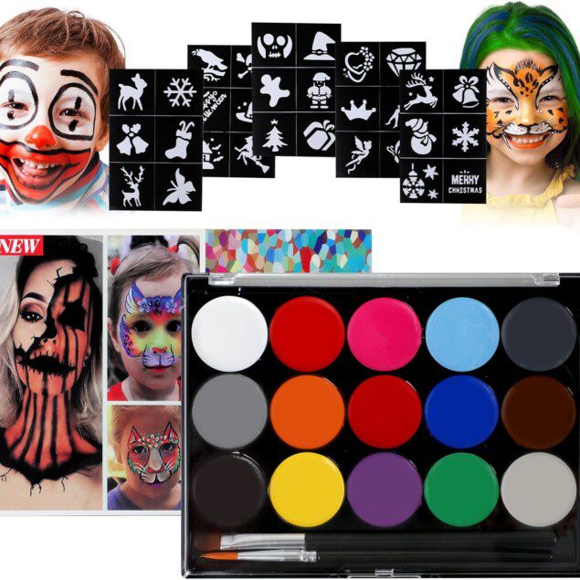 Palette de maquillage enfants : kit de peinture faciale 15 couleurs pour des fêtes inoubliables