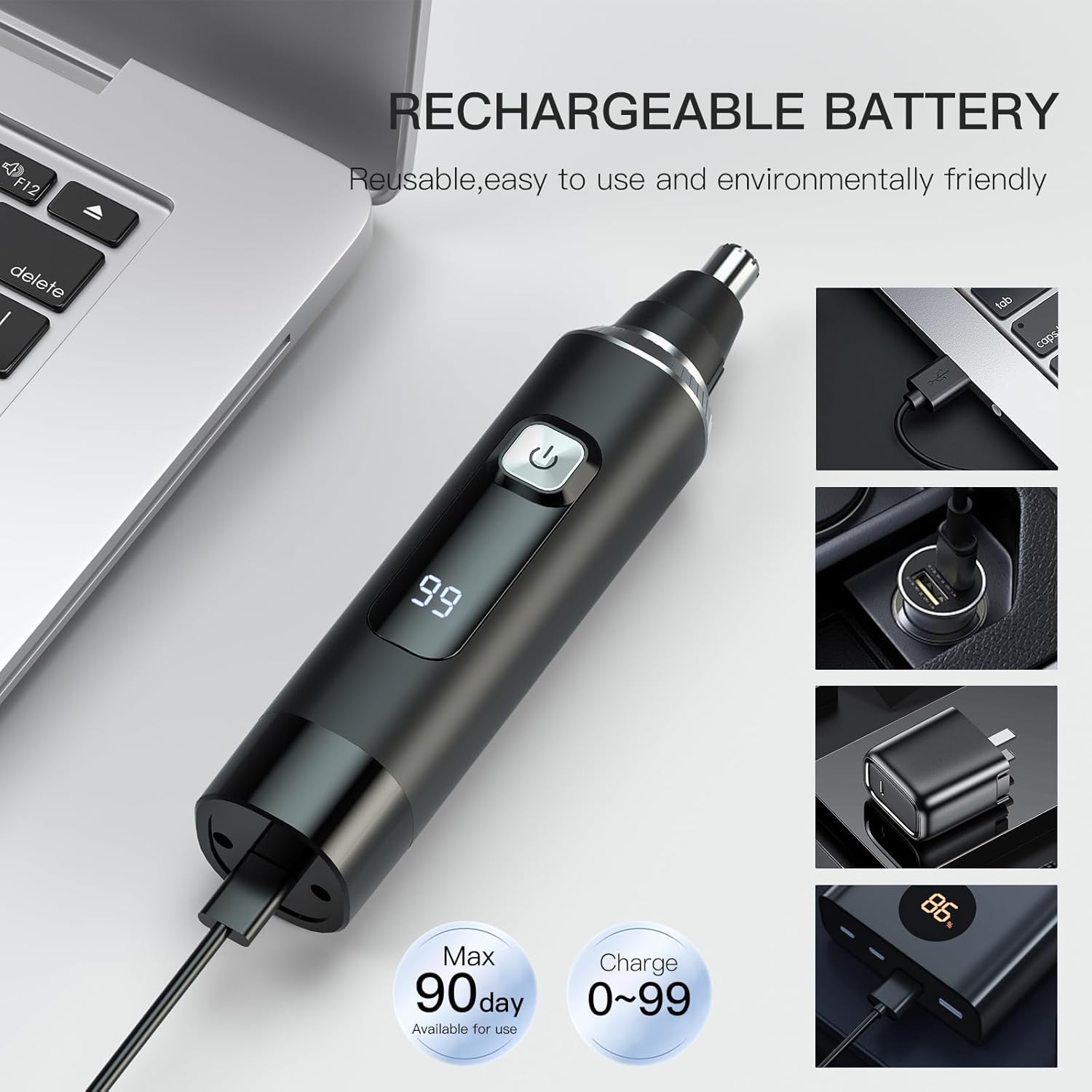Rasoir Nasal et Auriculaire pour Hommes - Tondeuse Électrique Rechargeable USB, Painless et Étanche IPX7 pour un Entretien Facile – Image 2