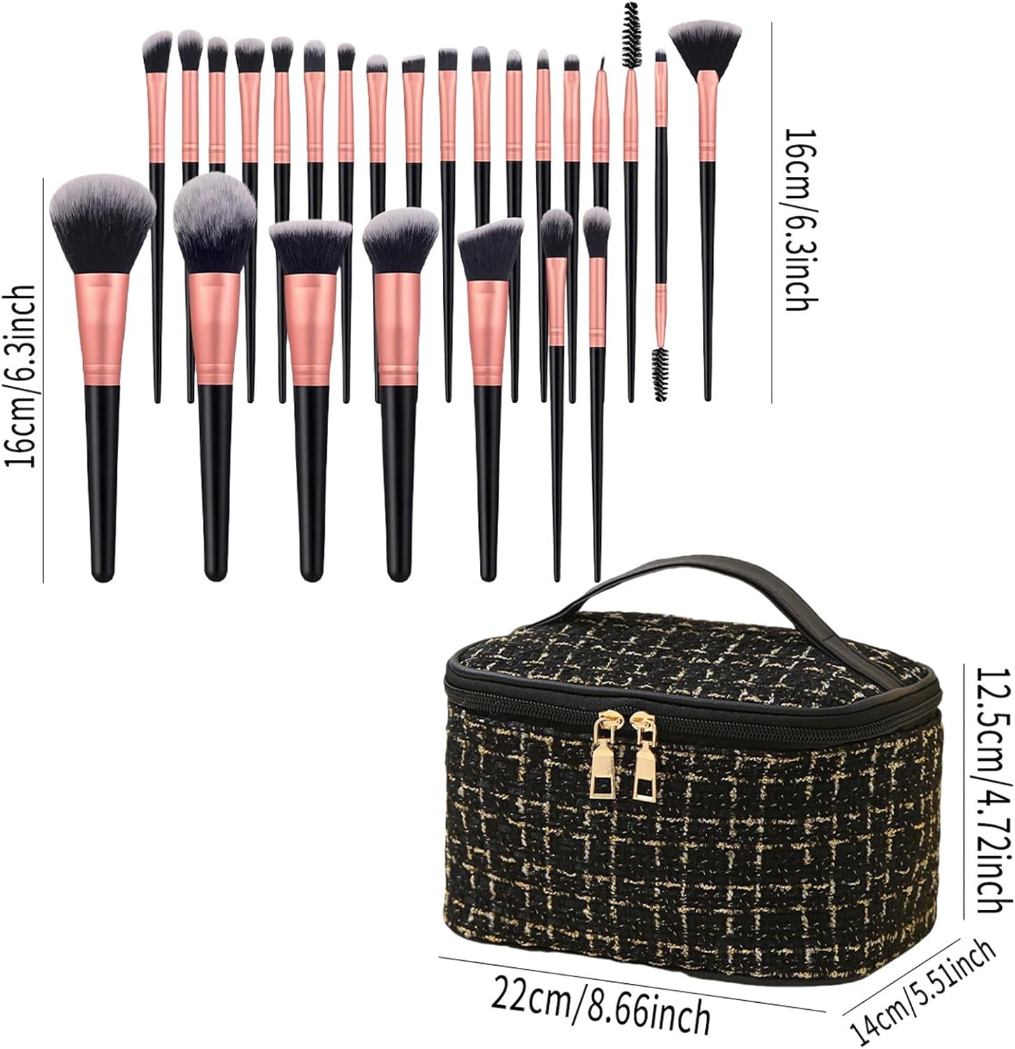Pinceaux de maquillage : set élégant avec sac de rangement pour un teint parfait Kit complet avec blender éponge, idéal pour les passionnées de beauté – Image 2