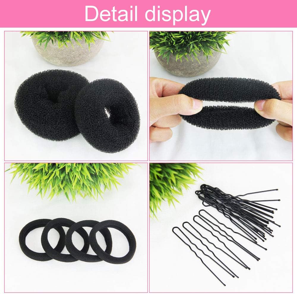 Chignons magiques : accessoires de coiffure pour femmes et danseuses avec 10 PCS de donut et 20 épingles – Image 3