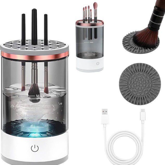 Nettoyeur électrique 2 en 1 : séchez et lavez vos pinceaux de maquillage rapidement pour une beauté éclatante