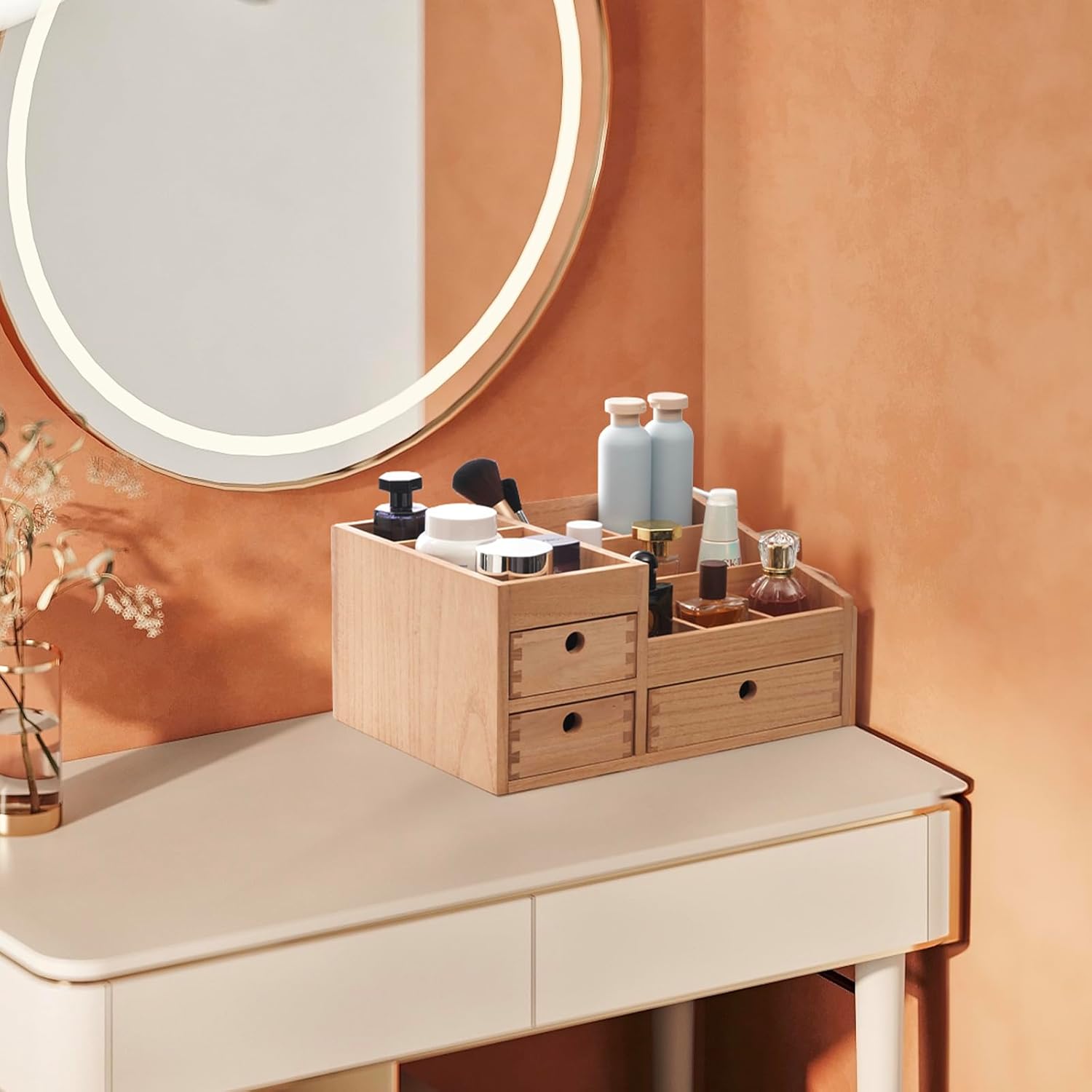 Boite de rangement pour maquillage en bois : élégance et praticité pour les passionnées de cosmétiques – Image 2