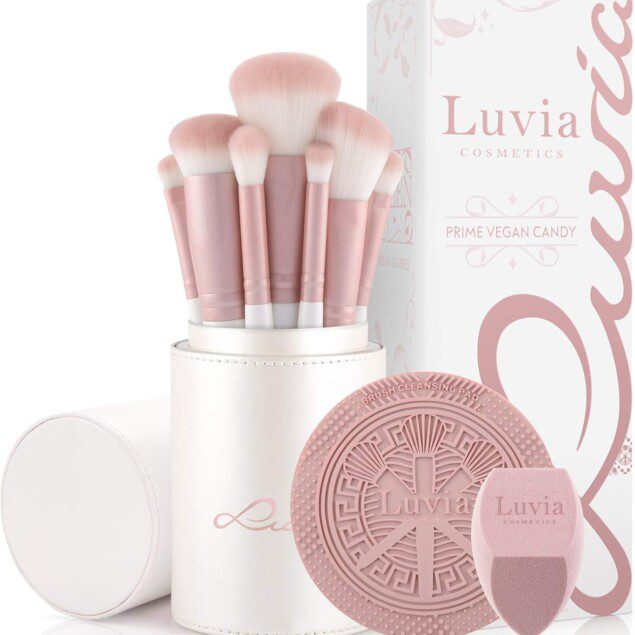 Set de pinceaux de maquillage pour passionnées de beauté : 7 outils essentiels avec rangement, éponge Blender et tapis de nettoyage