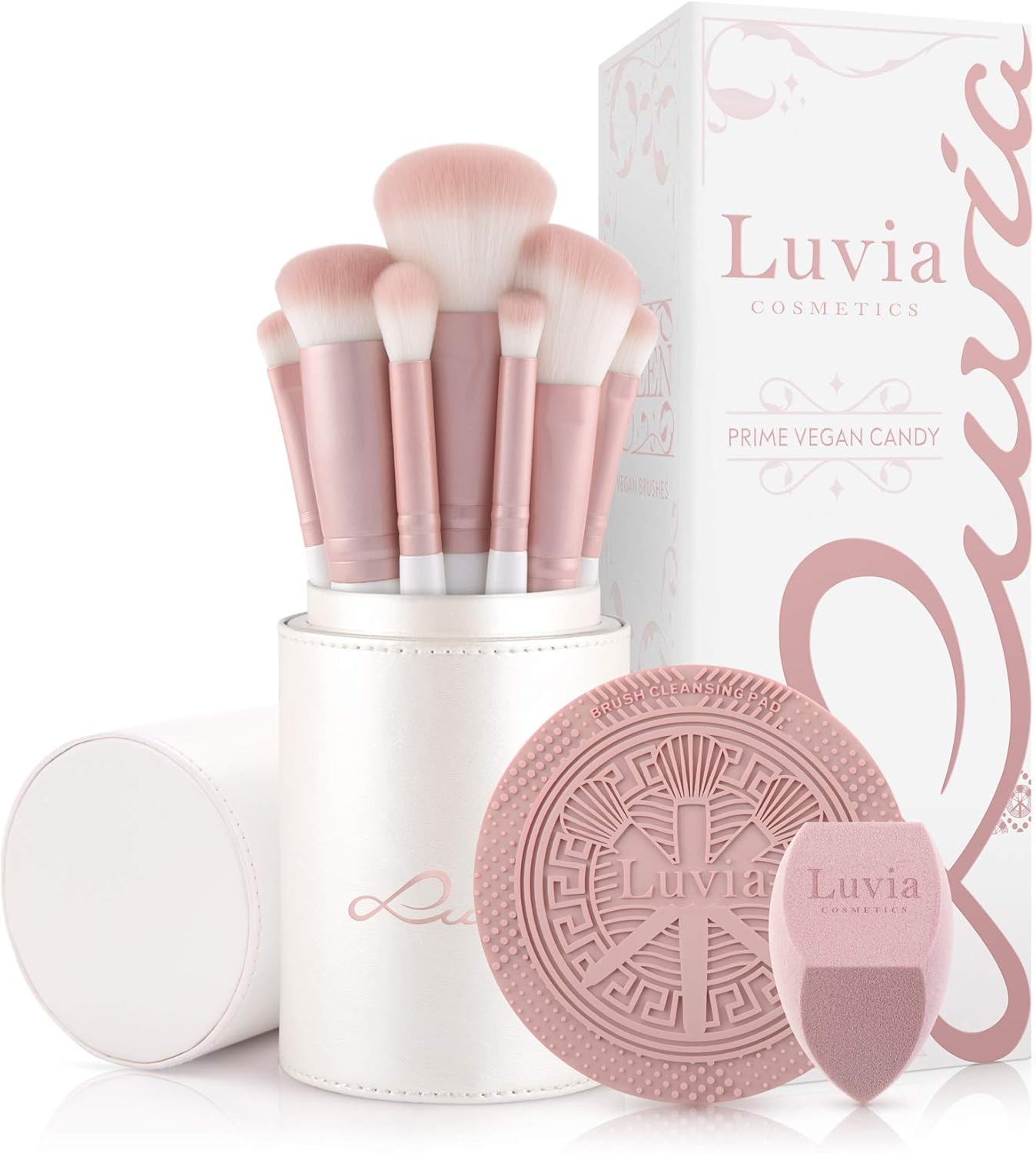 Set de pinceaux de maquillage pour passionnées de beauté : 7 outils essentiels avec rangement, éponge Blender et tapis de nettoyage