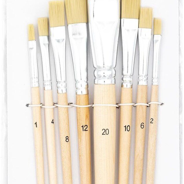 Set de Pinceaux de Peinture Naturels, 8 Tailles Variées