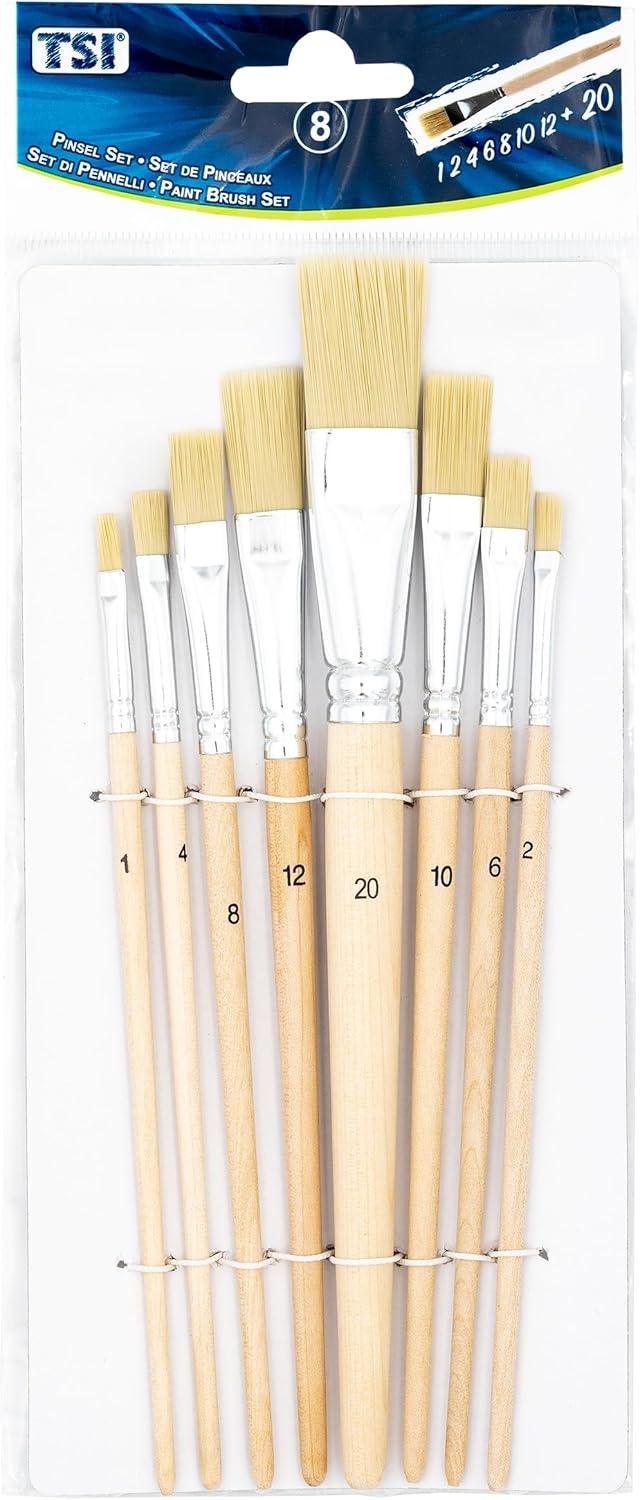 Set de Pinceaux de Peinture Naturels, 8 Tailles Variées