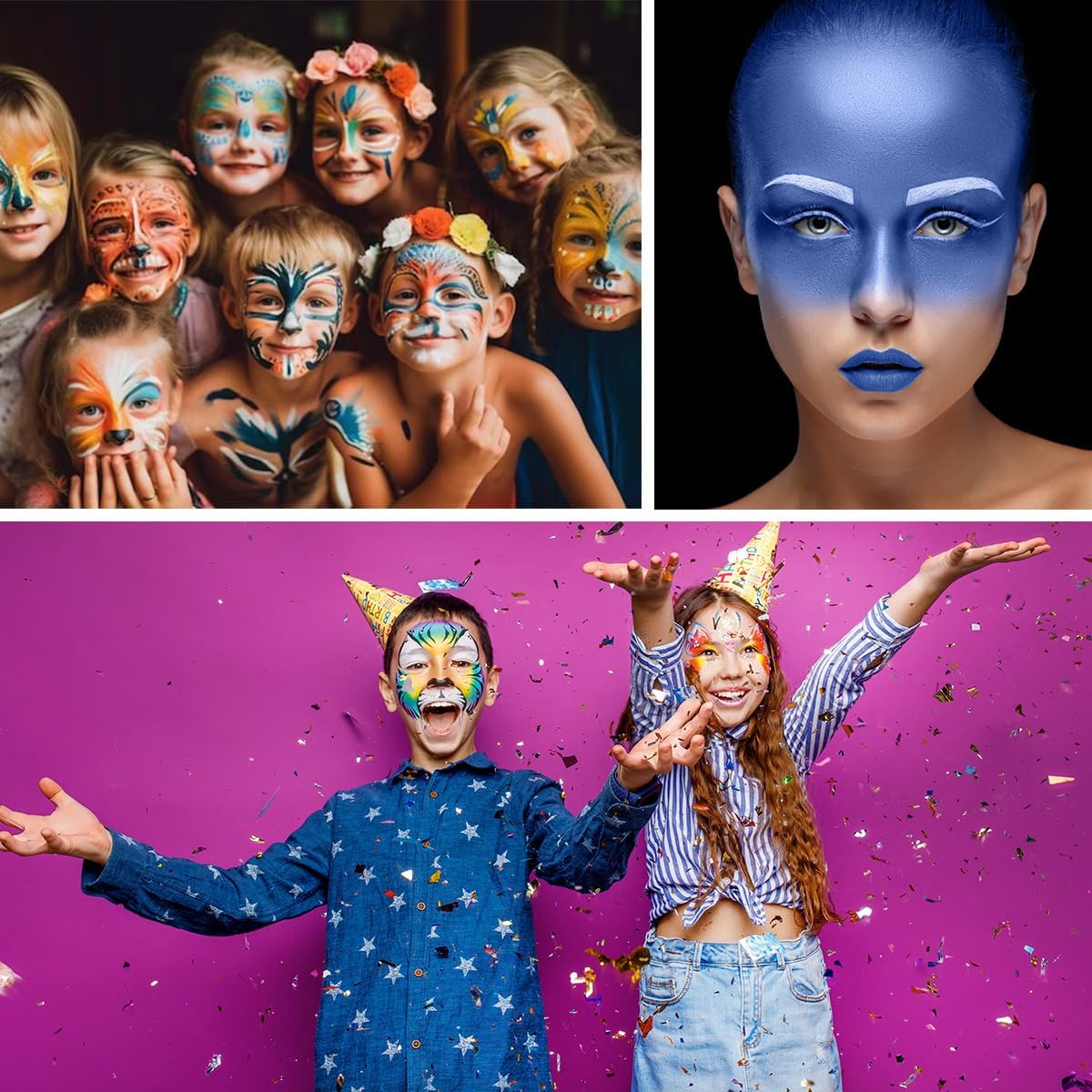 Kit de peinture faciale professionnelle pour enfants et adultes : créez des œuvres d'art colorées en toute sécurité – Image 6