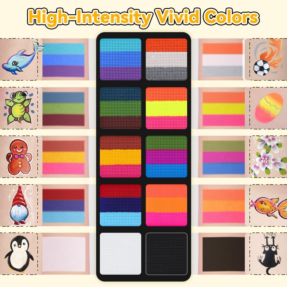 Palette de maquillage pour enfant : 26 couleurs vibrantes pour des fêtes inoubliables comme le carnaval, Halloween et Noël – Image 3