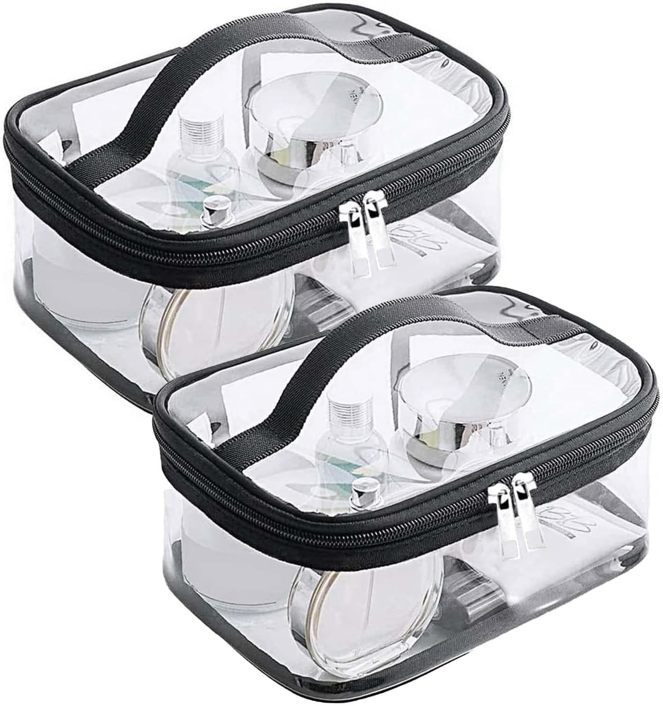 Trousse de toilette transparente : 2 pièces en PVC pour cosmétiques et shampooings, idéale pour vos voyages en avion