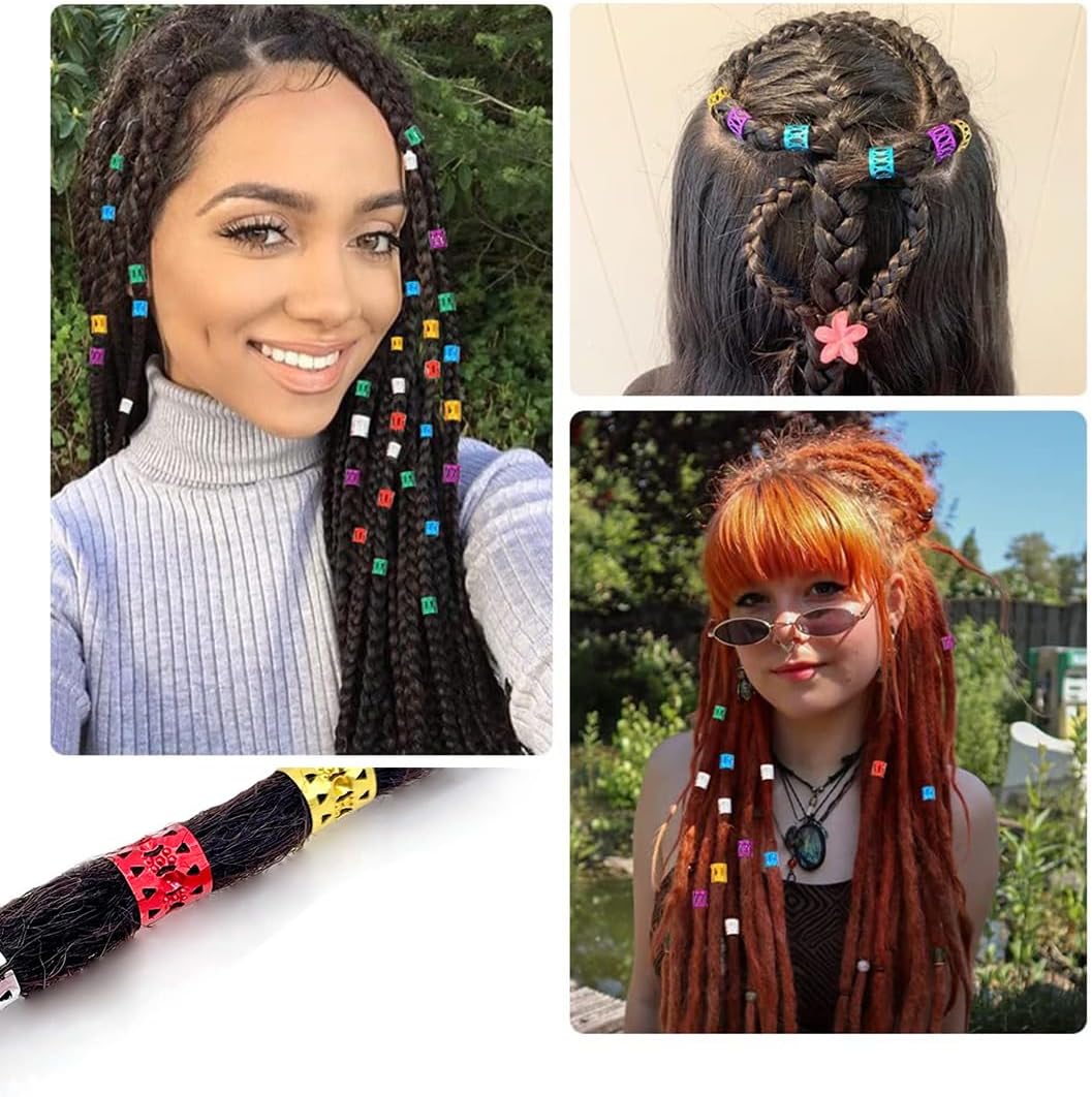 Accessoires de cheveux : 200 pcs de perles et anneaux pour sublimer vos tresses en 7 couleurs – Image 5