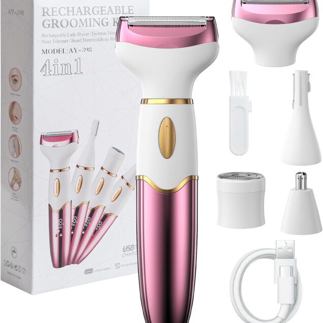 Rasoir électrique femme : tondeuse 4-en-1 pour un épilation impeccable et confortable