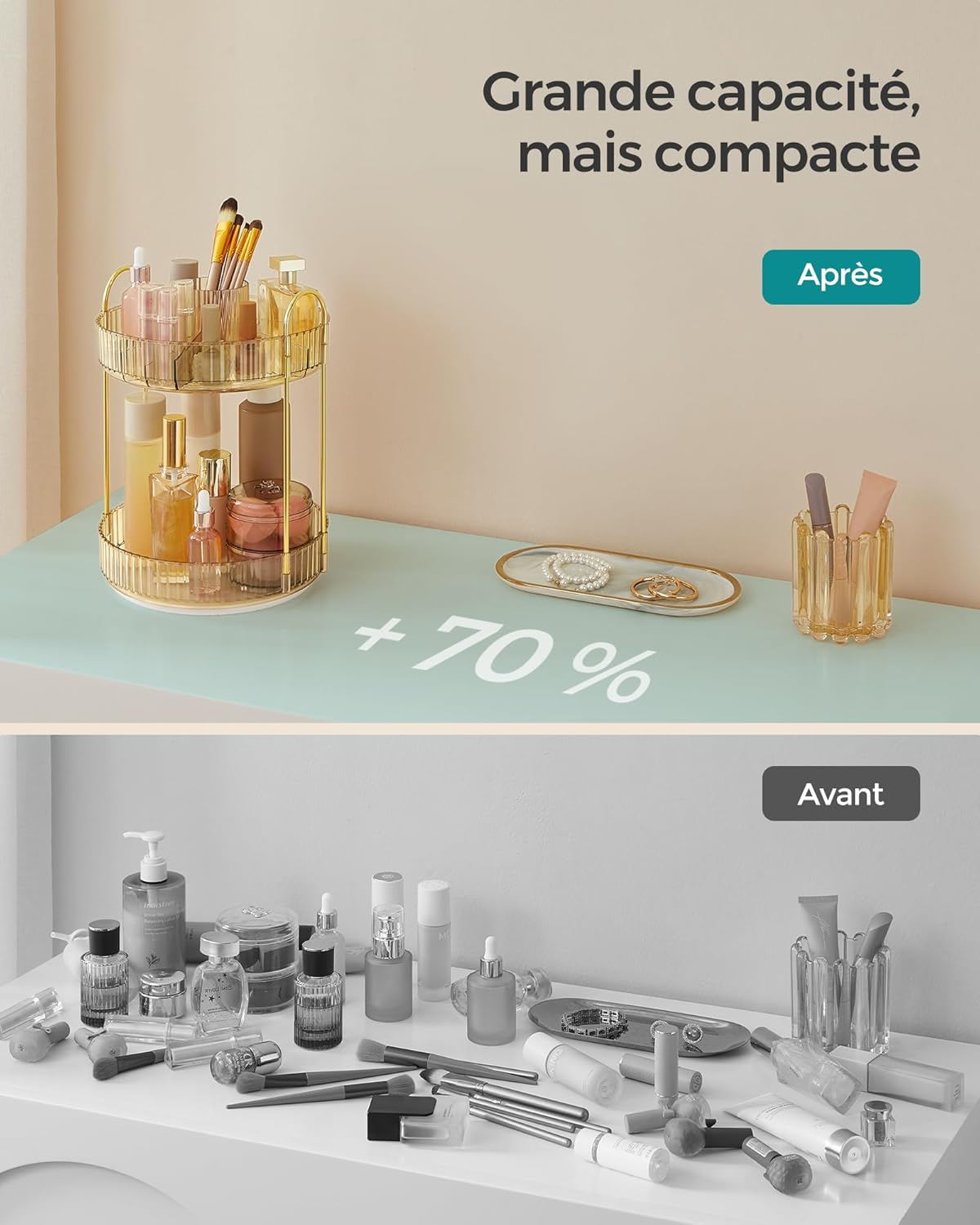 Organisateur de maquillage rotatif : le rangement idéal pour une salle de bain élégante et pratique – Image 6