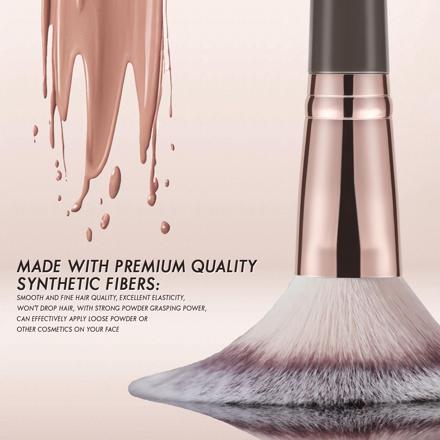 Pinceau de maquillage à double extrémité marron : l’outil idéal pour un teint parfait Pour les passionnées de beauté, idéal pour appliquer fond de teint, poudre, crème anti-cernes et blush – Image 2