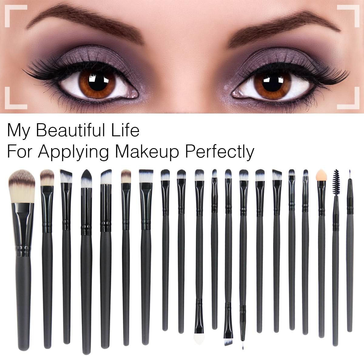 Pinceaux de maquillage professionnels : 20 pièces pour un teint parfait et des yeux captivants Découvrez notre set complet d'outils pour sublimer votre beauté en toute simplicité – Image 4