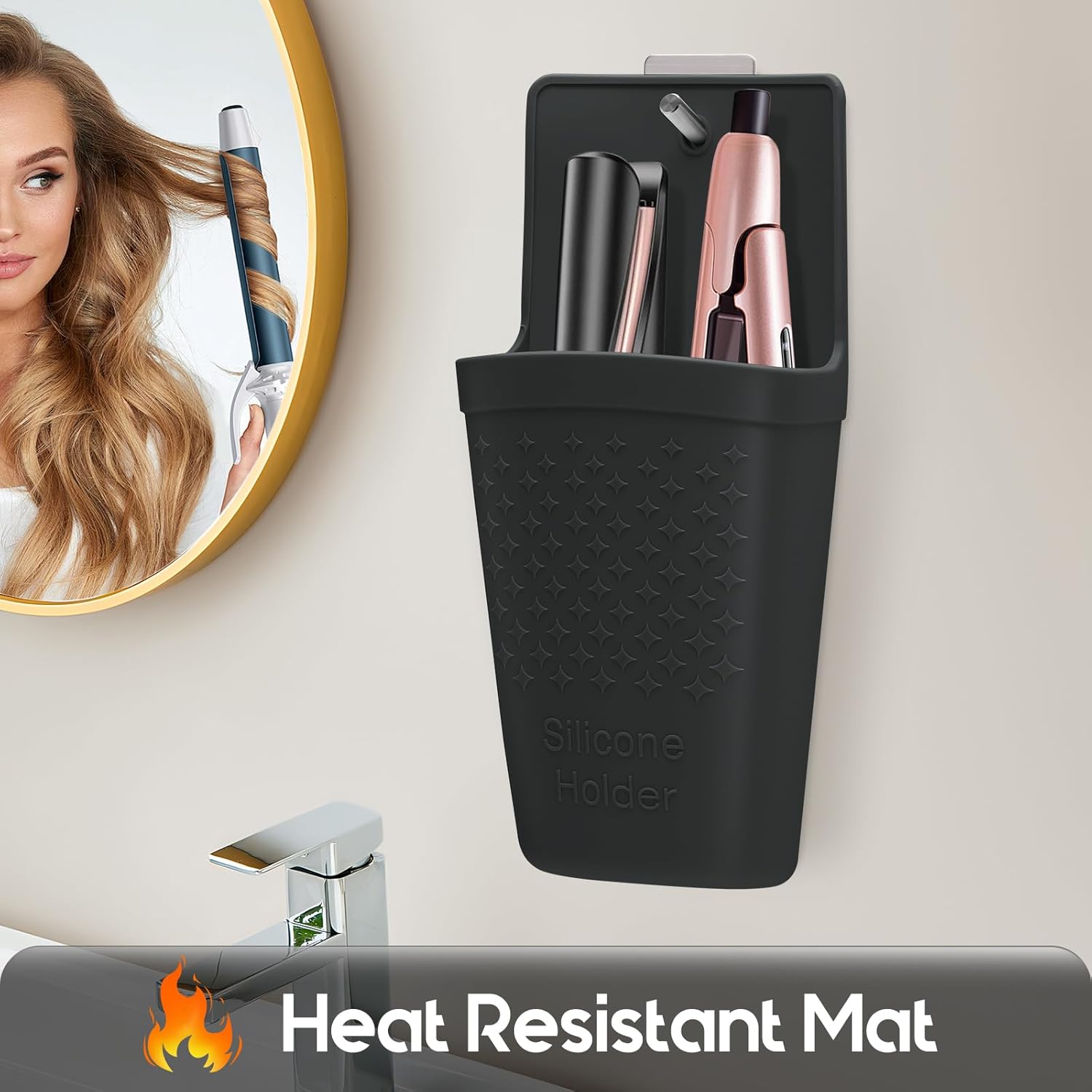 Support en silicone résistant à la chaleur : l'accessoire idéal pour coiffeuses professionnelles Optimisez votre espace de travail avec ce support pratique pour fers plats et fers à friser, alliant sécurité et élégance. – Image 4