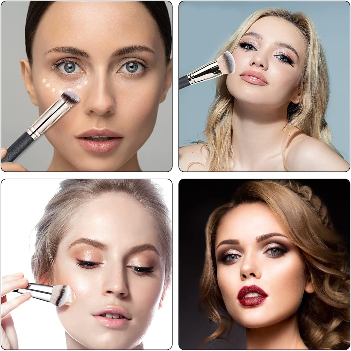 Pinceaux de maquillage professionnels : le trio essentiel pour un teint parfait Idéal pour les passionnés de beauté, pour un mélange impeccable de fond de teint, anticernes et poudre – Image 6