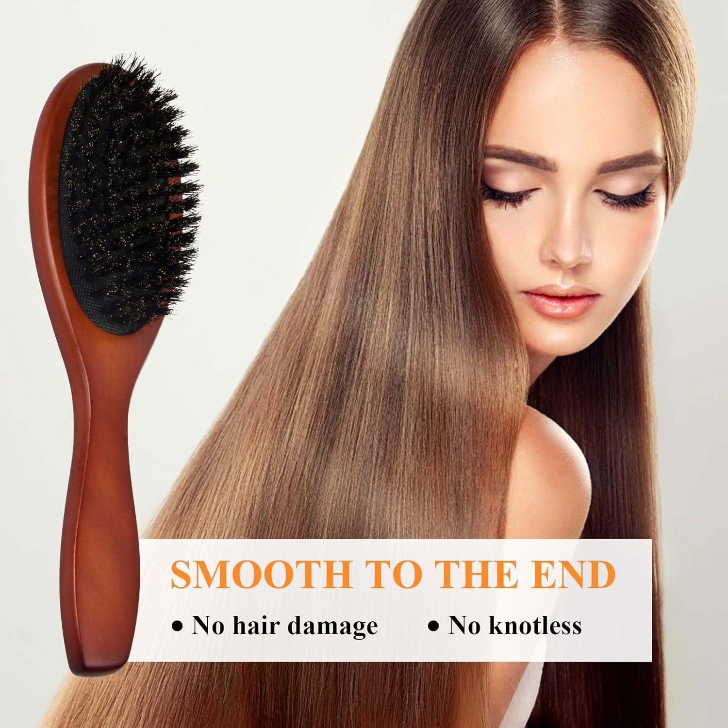 Brosse à cheveux en poils de sanglier : démêlez et coiffez vos cheveux en douceur pour toute la famille – Image 3