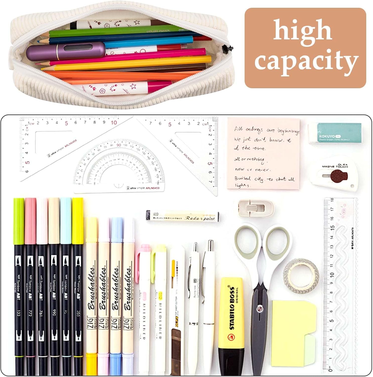 Trousse à crayons en velours côtelé beige : l'alliée multifonction pour les garçons et filles en quête d'élégance à l'école – Image 3