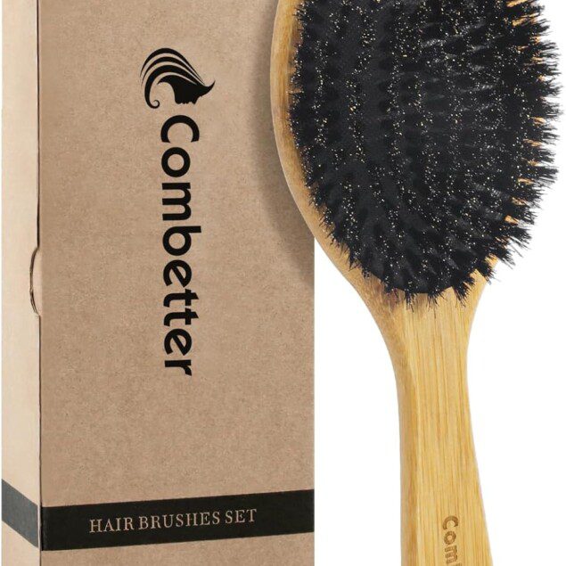 Combetter brosse à cheveux poils de sanglier : pour un lissage impeccable et un massage doux, améliorez la brillance et la santé de vos cheveux