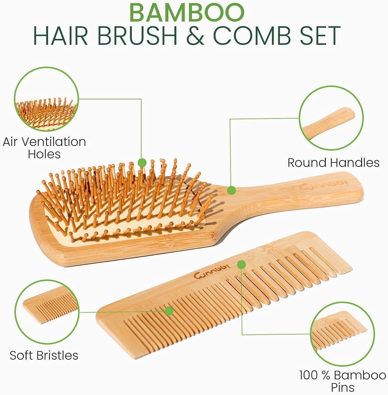 Brosse démêlante en bambou pour cheveux : massage du cuir chevelu et confort optimal – Image 4