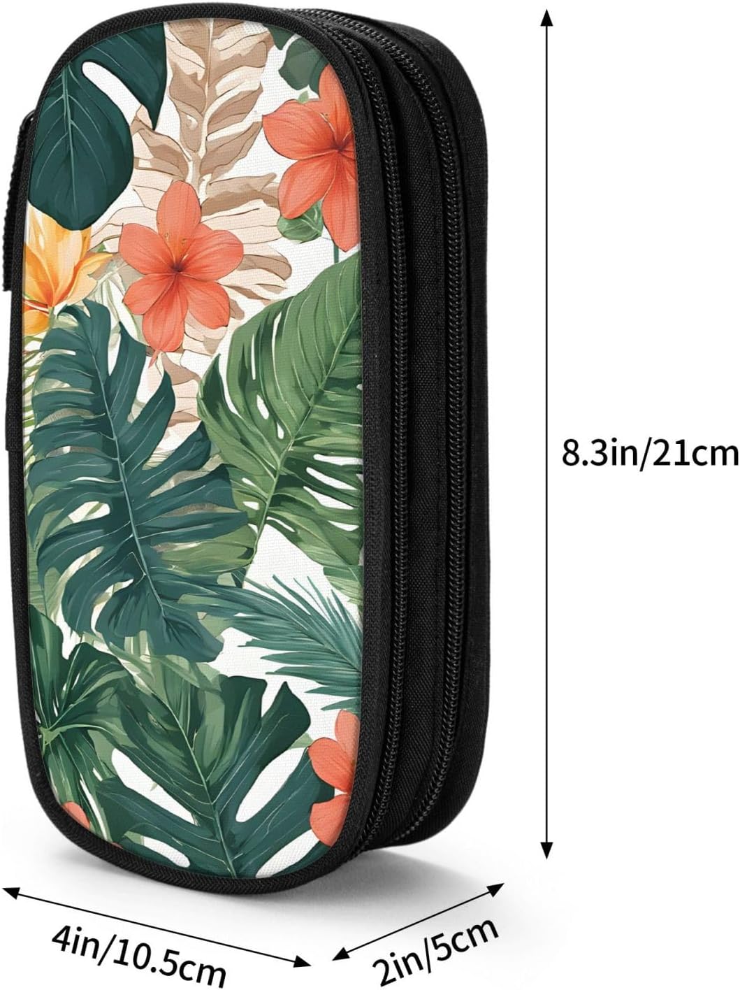 Trousse à crayons tropicale : la solution idéale pour étudiants et passionnés de beauté Découvrez notre trousse à crayons double couche avec fermeture éclair, en tissu durable et au motif élégant de feuilles de palmier, parfaite pour organiser vos fournitures scolaires ou vos produits de beauté. – Image 4