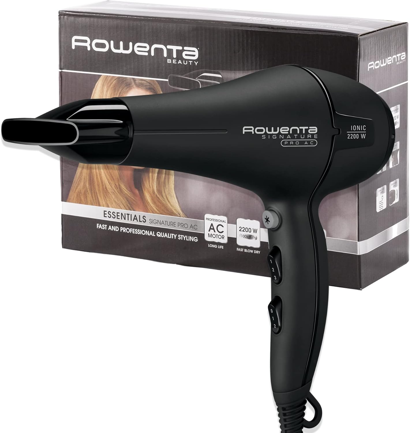 Sèche-cheveux noir Rowenta Signature Pro : l'allié idéal pour des coiffures professionnelles à domicile