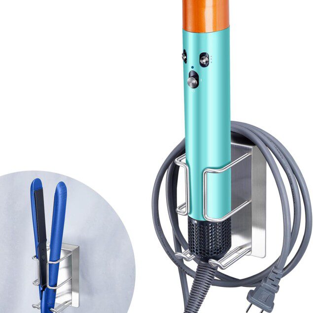 Support de sèche-cheveux en acier inoxydable : solution élégante pour salle de bain et chambre