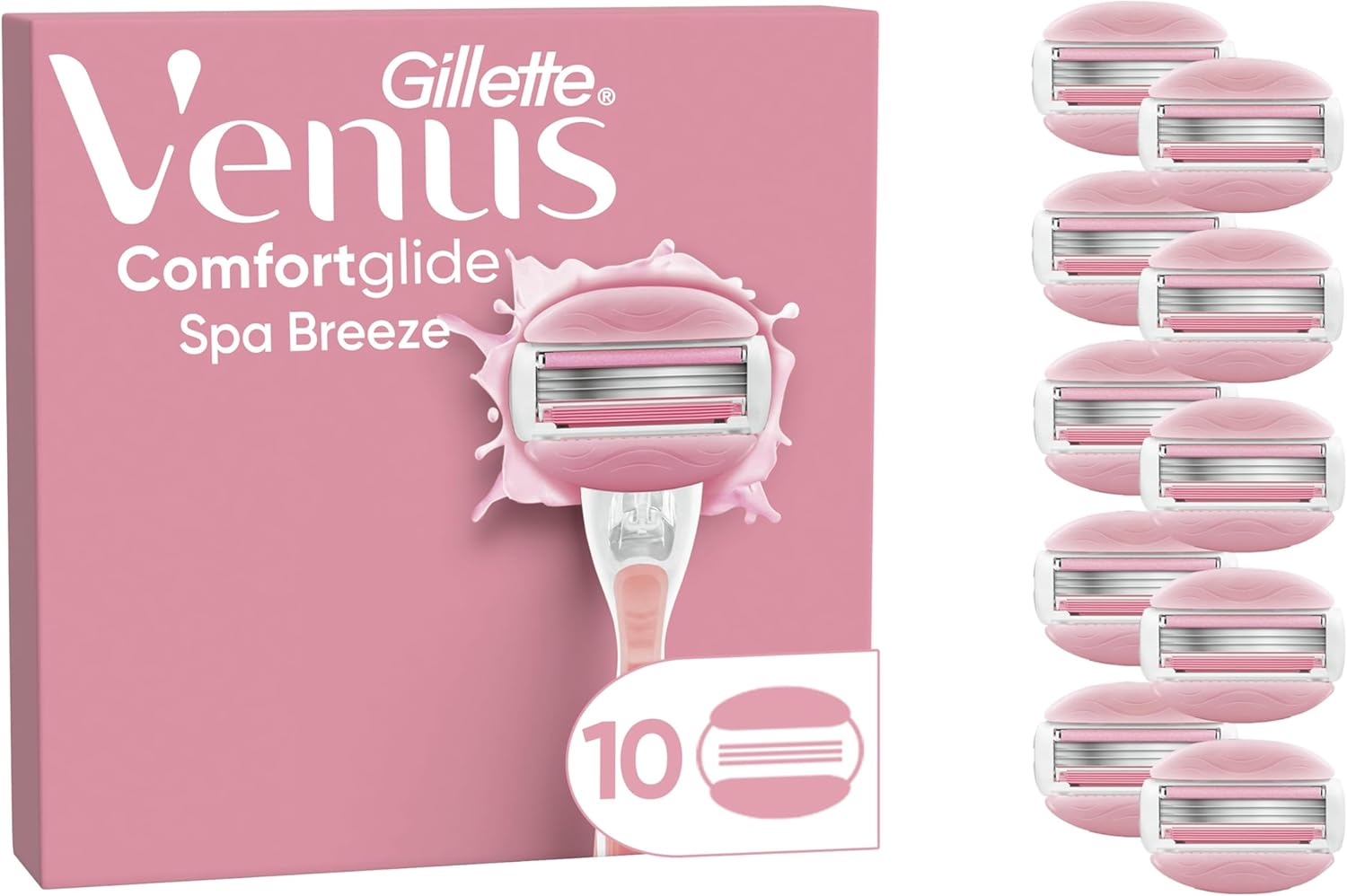 Rasoir Gillette Venus pour Femmes - 10 Recharges Confort   Des lames parfumées pour une peau douce sans gel